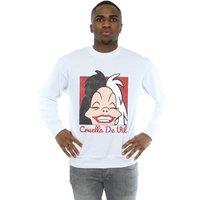 Disney Men's Cruella De Vil Cropped Head Sweatshirt in White | Size: 3XL