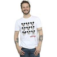 Disney Men's Mickey Mouse Many Faces T-Shirt in White | Size: 3XL