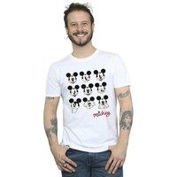 Disney Men's Mickey Mouse Many Faces T-Shirt in White | Size: 4XL