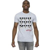 Disney Men's Mickey Mouse Many Faces T-Shirt in Grey | Size: XL