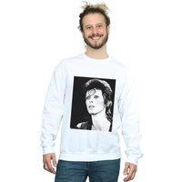 David Bowie Men's Ziggy Looking Sweatshirt in White | Size: Small