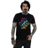 Marvel Men's Avengers Infinity War Rainbow Icons T-Shirt in Black | Size: Large