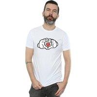 Disney Men's Mickey Mouse Heart Hands T-Shirt in White | Size: 4XL