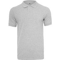 Build Your Brand Men's Pique Fitted Polo Shirt in Grey | Size: Small