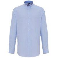 Premier Men's Cotton Rich Oxford Stripe Shirt in White | Size: 2XL