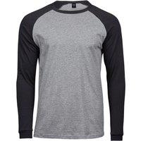TEE JAYS Men's Long Sleeve Baseball T-Shirt in Grey | Size: 3XL