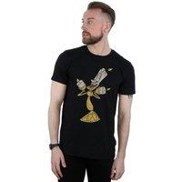 Disney Men's Beauty & The Beast Lumiere Distressed T-Shirt in Black | Size: 4XL