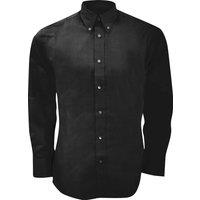 Kustom Kit Men's Long Sleeve Tailored Fit Premium Oxford Shirt in Black | Size: 16 inches