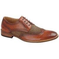 Goor Men's 4 Eye Leather Lined Brogue Gibson Shoe in Tan | Size: 9
