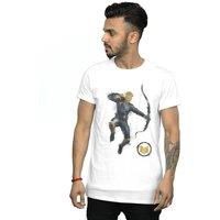 Marvel Men's Avengers Endgame Painted Hawkeye T-Shirt in White | Size: Medium