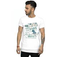 Disney Men's Three Little Pigs Whos Afraid Of The Big Bad Wolf T-Shirt in White | Size: 5XL