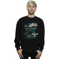 Disney Men's Three Little Pigs Whos Afraid Of The Big Bad Wolf Sweatshirt in Black | Size: 2XL
