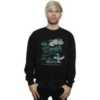 Disney Men's Three Little Pigs Whos Afraid Of The Big Bad Wolf Sweatshirt in Black | Size: 5XL