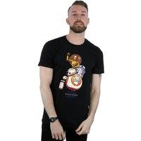 Disney Men's Star Wars The Rise Of Skywalker Droids Illustration T-Shirt in Black | Size: Small