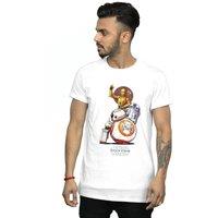 Disney Men's Star Wars The Rise Of Skywalker Droids Illustration T-Shirt in White | Size: Small