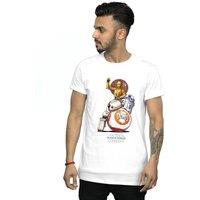 Disney Men's Star Wars The Rise Of Skywalker Droids Illustration T-Shirt in White | Size: 5XL