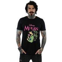 Disney Men's Mulan Pink Magnolia T-Shirt in Black | Size: Medium