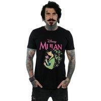 Disney Men's Mulan Pink Magnolia T-Shirt in Black | Size: Large