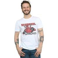 Marvel Men's Deadpool Approves T-Shirt in White | Size: 2XL