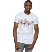 Disney Men's Three Little Pigs Having Fun T-Shirt in White | Size: Small