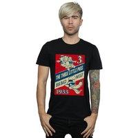 Disney Men's Three Little Pigs & The Big Bad Wolf T-Shirt in Black | Size: Medium