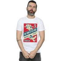 Disney Men's Three Little Pigs & The Big Bad Wolf T-Shirt in White | Size: Small