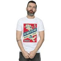 Disney Men's Three Little Pigs & The Big Bad Wolf T-Shirt in White | Size: 4XL