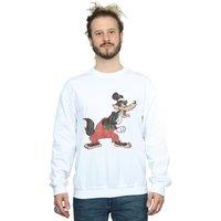 Disney Men's Three Little Pigs Big Bad Wolf Sweatshirt in White | Size: XL