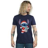Disney Men's Lilo & Stitch Stitch Christmas T-Shirt in Navy | Size: 2XL