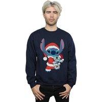 Disney Men's Lilo & Stitch Stitch Christmas Sweatshirt in Navy | Size: 2XL