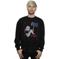 DC Comics Men's Harley Quinn Playing Card Suit Sweatshirt in Black | Size: Small