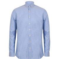 Henbury Men's Modern Long Sleeved Oxford Shirt in Blue | Size: Small