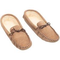 Mokkers Men's Jake Real Suede Moccasin Slippers in Taupe | Size: 12