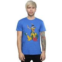 Disney Men's Pluto Christmas Reindeer T-Shirt in Blue | Size: 4XL