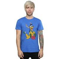 Disney Men's Pluto Christmas Reindeer T-Shirt in Blue | Size: 5XL