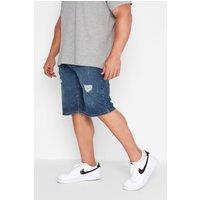 BadRhino Men's Denim Distressed Shorts in Mid Blue | Size: 52R
