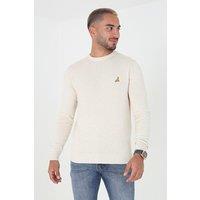 Brave Soul Men's Crew Neck Waffle Knit Jumper in Ecru | Size: 2XL