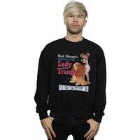 Disney Men's Lady & The Tramp Distressed Classic Poster Sweatshirt in Black | Size: 2XL