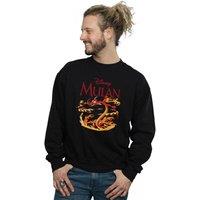 Disney Men's Mulan Mushu Dragon Fire Sweatshirt in Black | Size: Large