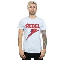 David Bowie Men's Distressed Rebel T-Shirt in Grey | Size: XL