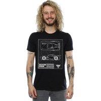 Disney Men's Cars Jackson Storm Blueprint T-Shirt in Black | Size: XL