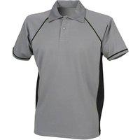 Finden & Hales Men's Piped Performance Sports Polo Shirt in Mid Grey | Size: XS