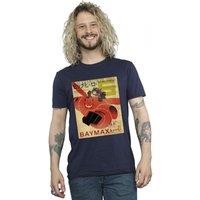 Disney Men's Big Hero 6 Baymax Flying Baymax Newspaper T-Shirt in Navy | Size: 2XL