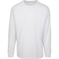 Build Your Brand Men's Long Sleeve Jumper in White | Size: Small