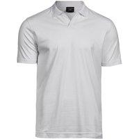 TEE JAYS Men's Luxury Stretch V Neck Polo Shirt in White | Size: 2XL