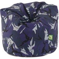 Bean Lazy Men's Cotton Blue Urban Camo Bean Bag Large Size in Dark Blue