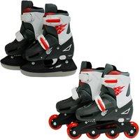 Rexco Men's Boys Red 2in1 Adjustable Inline Skates Ice Skating Set Small 9-12 (27-30 EU)