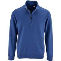 SOL'S Men's Stan Contrast Zip Neck Sweatshirt in Blue | Size: Medium