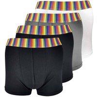 Sock Snob Men's 4 Pack Cotton Rich Novelty Striped Rainbow Boxer Shorts Underwear in Black | Size: Small