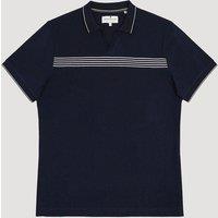 Larsson & Co Men's Chest Stripe Polo in Navy | Size: Large